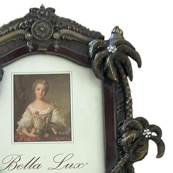 Bella Lux Czech Crystal Enamel Picture Frame Bronze Palm Tree Elephant Trunk Up - Picture 3 of 6